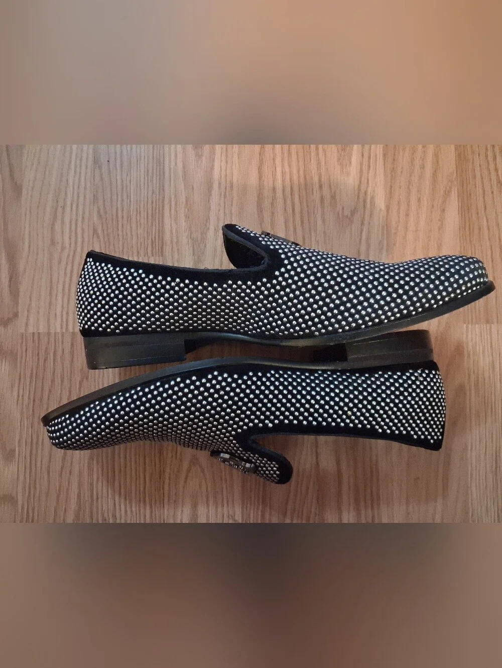 STACY ADAMS Black Loafers with Silver Studs.  Mens. Size 10.5 M.
